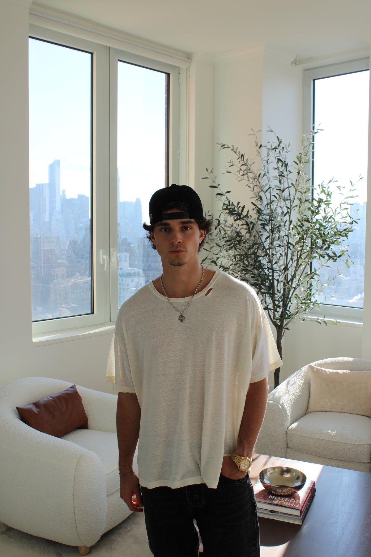 Linen Box Tee (Cream)