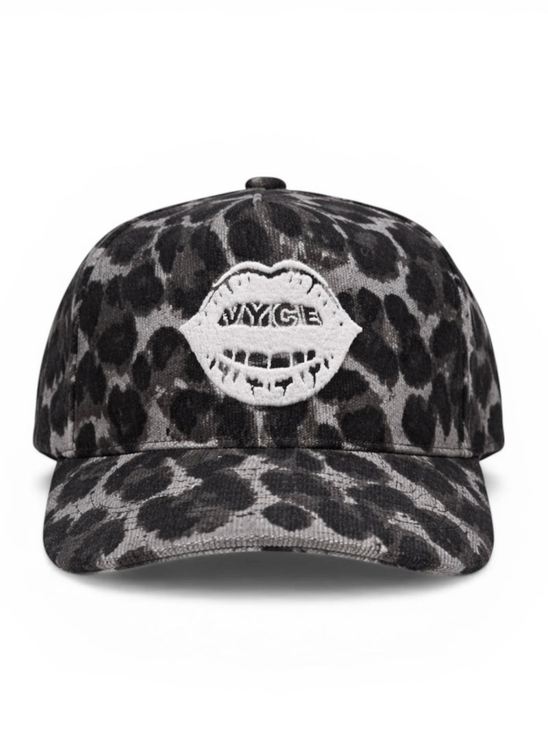 Lips Hat - Grey Leopard