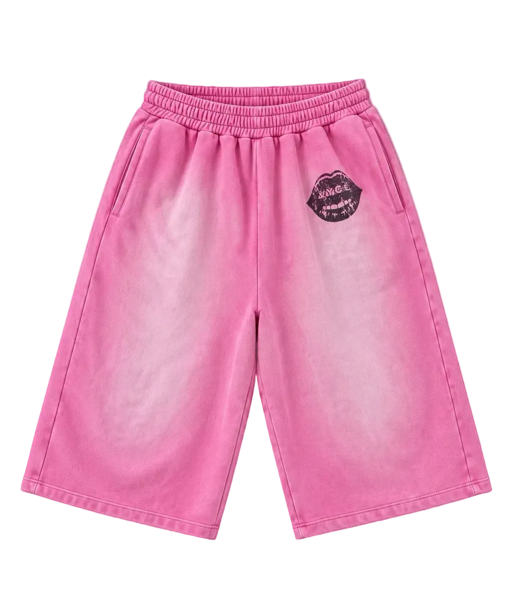 Pink Lips Capri Shorts
